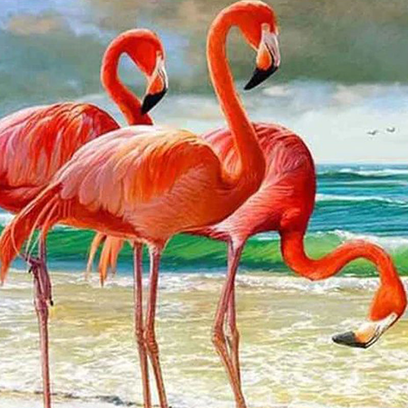 Beach & Flamingos Diamond Painting