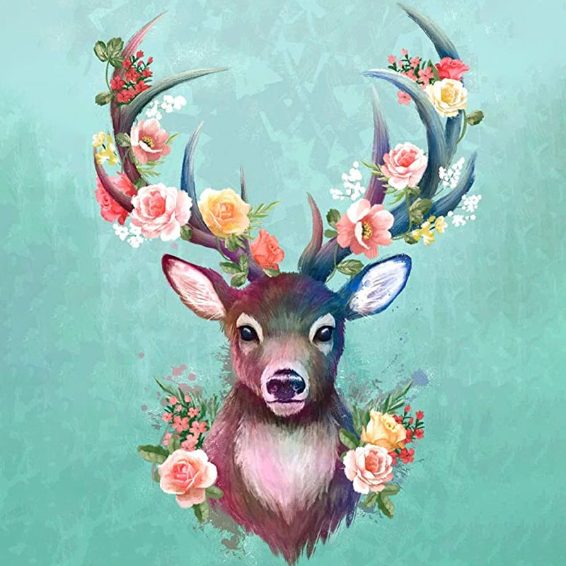 Deer With Flowers | Diamond Painting