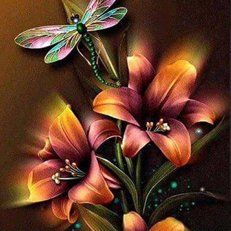 Dragonfly Flower Diamond Painting