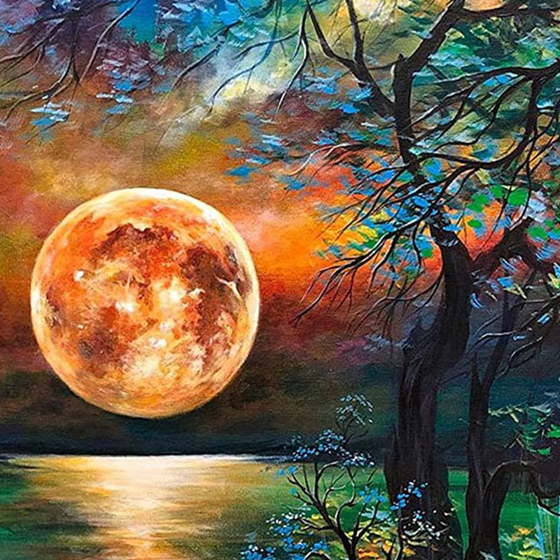 Full Moon With Tree | Diamond Painting