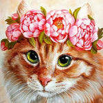 Load image into Gallery viewer, Pink Wreath On A Cat | Diamond Painting
