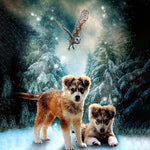 Load image into Gallery viewer, Puppies In A Snowy Night | Diamond Painting
