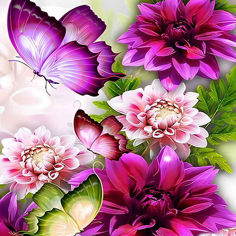 Purple Flowers Butterfly | Diamond Painting