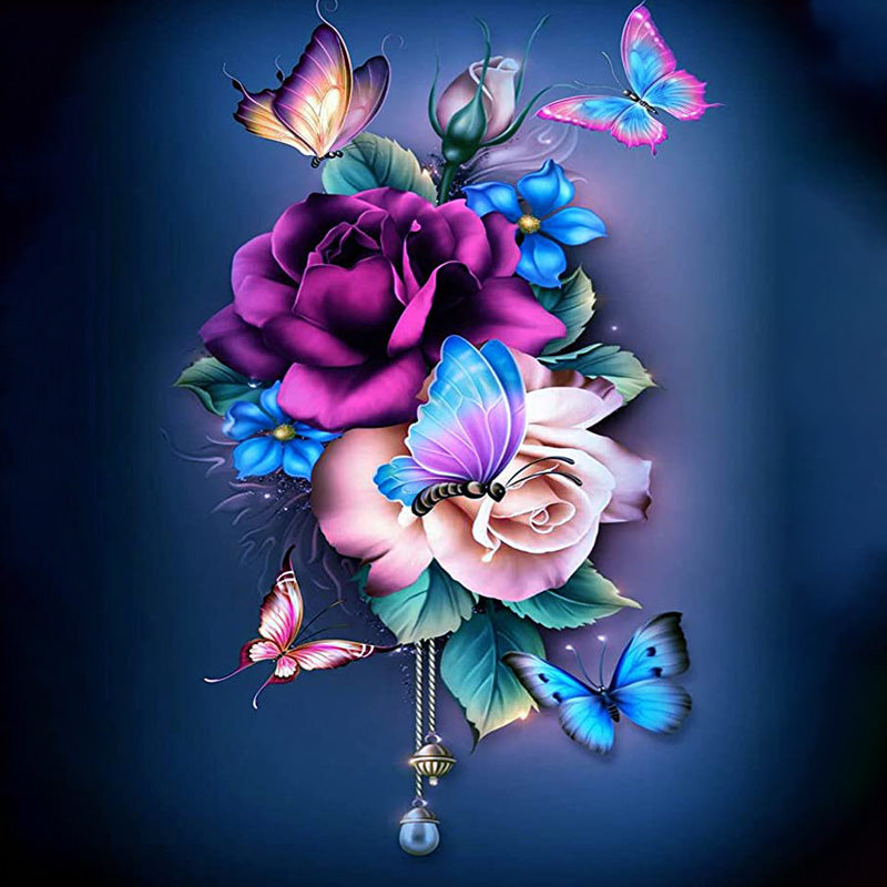 Roses With Butterflies | Diamond Painting