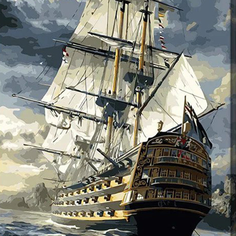 Ship at Stormy Sea | Diamond Painting