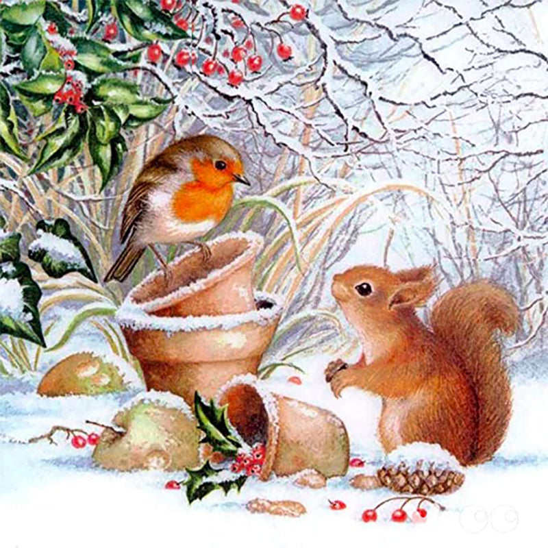 Squirel And Bird | Diamond Painting