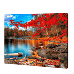 Load image into Gallery viewer, Maple Leaf Forest Lake | Diamond Painting
