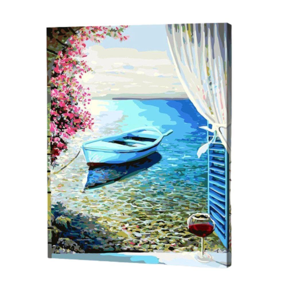 Boat In Blue Water and Wine | Diamond Painting