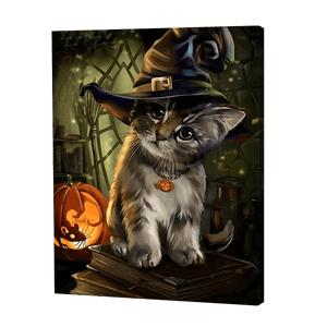 Cat With Witch Hat | Diamond Painting