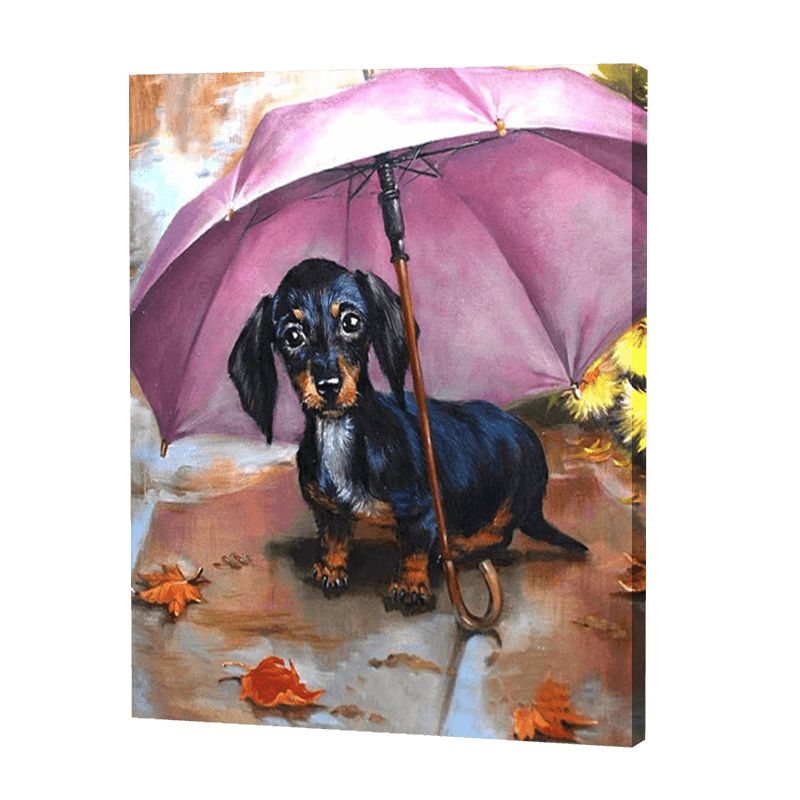 Dog In An Umbrella | Diamond Painting
