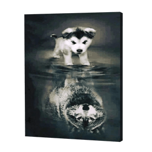 Husky Wolf Reflection | Diamond Painting