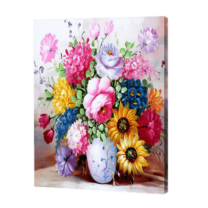 Multi Color Flowers In Vase | Diamond Painting