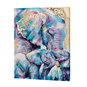 Pastel Elephant With Calves | Diamond Painting