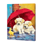 Load image into Gallery viewer, Two Puppies Under The Umberella | Diamond Painting
