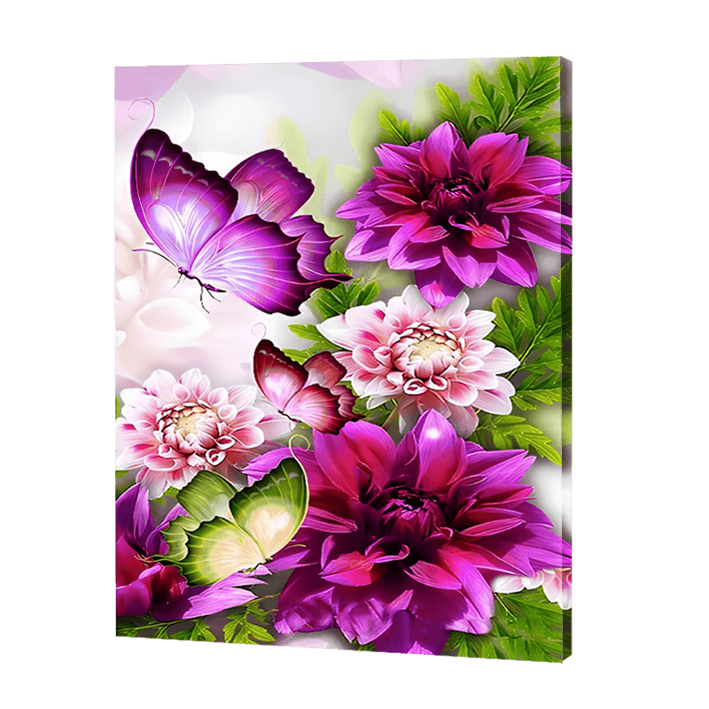 Purple Flowers Butterfly | Diamond Painting
